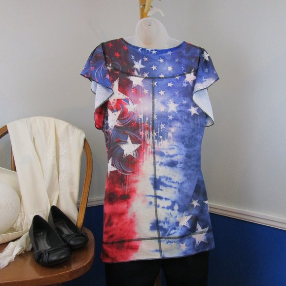 👚Host Pick👚NWOT Sonoma Patriotic Theme Tunic Top - Picture 5 of 8